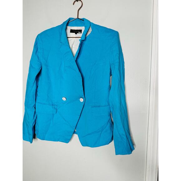 RAG & BONE Blue Linen Front Button Closure Fletcher Linen Blazer Coat Size 10 - Picture 4 of 16